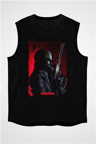 Hitman Siyah Unisex Kolsuz Tişört