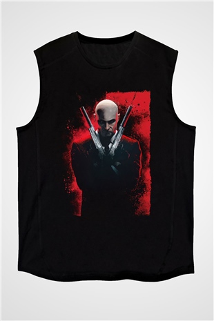 Hitman Siyah Unisex Kolsuz Tişört