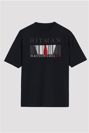 Hitman Siyah Unisex Oversize Tişört T-Shirt