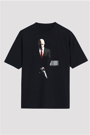 Hitman Siyah Unisex Oversize Tişört T-Shirt