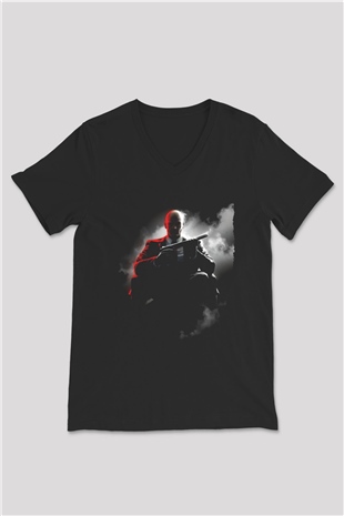 Hitman Siyah Unisex V Yaka Tişört