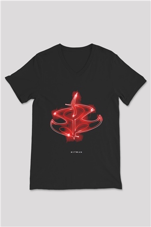 Hitman Siyah Unisex V Yaka Tişört