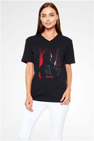 Hitman Siyah Unisex V Yaka Tişört