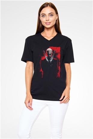 Hitman Siyah Unisex V Yaka Tişört