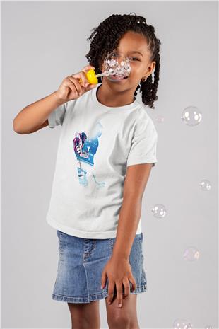 Hokey Baskılı Unisex Beyaz Çocuk Tişört - Tshirt
