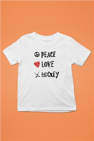 Hokey Baskılı Unisex Beyaz Çocuk Tişört - Tshirt