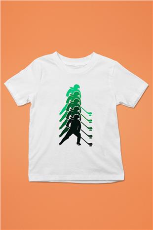 Hokey Baskılı Unisex Beyaz Çocuk Tişört - Tshirt