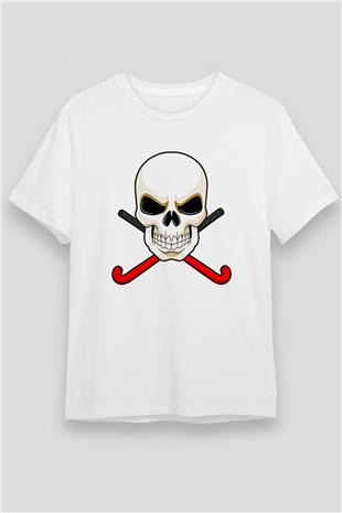 Hokey Baskılı Unisex Beyaz Tişört - Tshirt