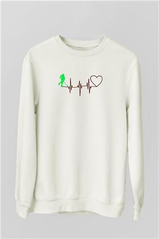 Hokey Baskılı Unisex Ekru Sweatshirt