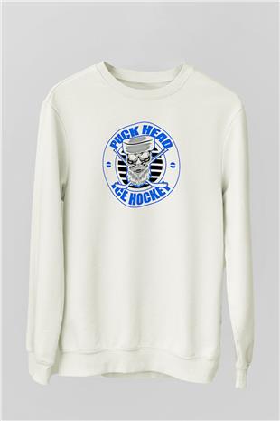 Hokey Baskılı Unisex Ekru Sweatshirt