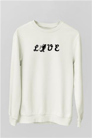 Hokey Baskılı Unisex Ekru Sweatshirt