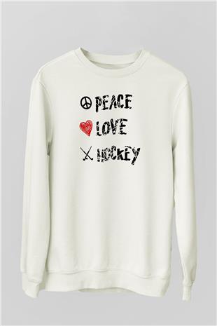 Hokey Baskılı Unisex Ekru Sweatshirt