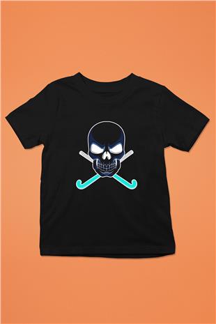 Hokey Baskılı Unisex Siyah Çocuk Tİşörtü - Tshirt