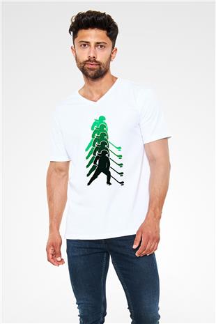 Hokey Baskılı Unisex V Yaka Tişört - Tshirt