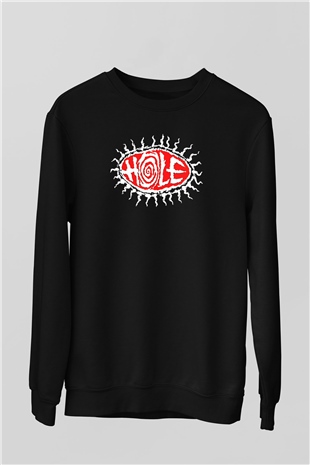 Hole Baskılı Unisex Siyah Sweatshirt