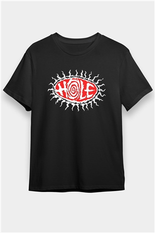 Hole Baskılı Unisex Siyah Tişört - Tshirt