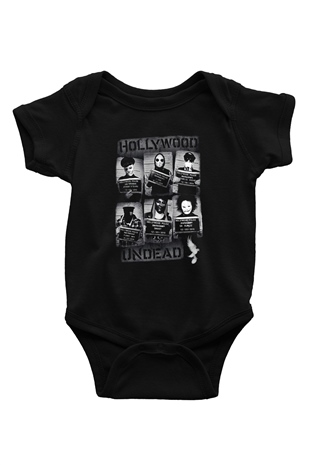 Hollywood Undead Baskılı Siyah Bebek Body - Zıbın