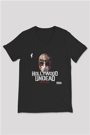 Hollywood Undead Siyah Unisex V Yaka Tişört T-Shirt