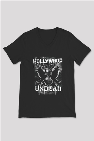 Hollywood Undead Siyah Unisex V Yaka Tişört T-Shirt