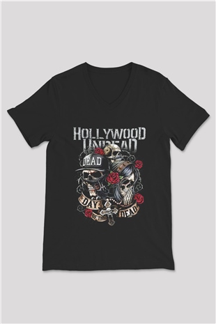 Hollywood Undead Siyah Unisex V Yaka Tişört T-Shirt