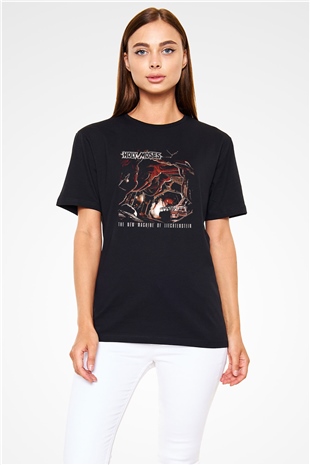 Holy Moses Baskılı Unisex Siyah Tişört - Tshirt