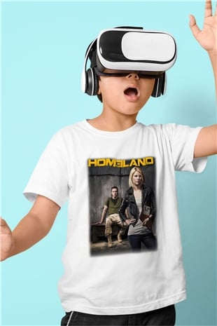 Homeland Baskılı Beyaz Unisex Çocuk Tişört