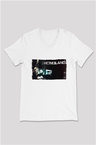 Homeland Beyaz Unisex V Yaka Tişört