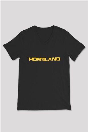Homeland Siyah Unisex V Yaka Tişört T-Shirt