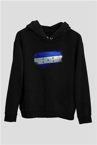 Honduras Bayrağı Baskılı Unisex Siyah Hoodie