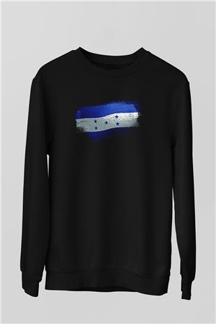 Honduras Bayrağı Baskılı Unisex Siyah Sweatshirt