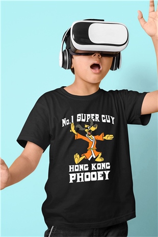 Hong Kong Phooey Siyah Unisex  Çocuk Tişört