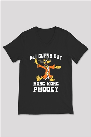 Hong Kong Phooey Siyah Unisex  V Yaka Tişört