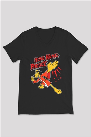 Hong Kong Phooey Siyah Unisex  V Yaka Tişört