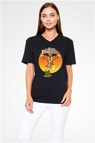 Hong Kong Phooey Siyah Unisex  V Yaka Tişört
