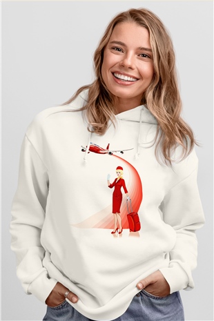 Hostes Beyaz Unisex Hoodie