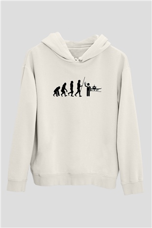 Hostes Beyaz Unisex Kapüşonlu Sweatshirt