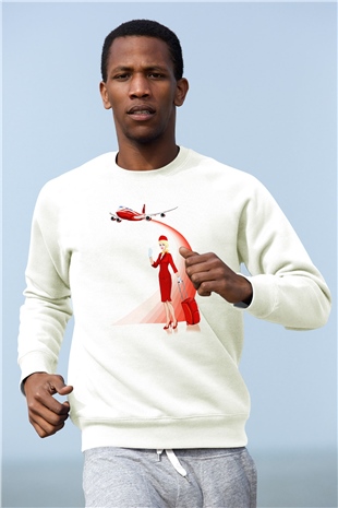 Hostes Beyaz Unisex Sweatshirt