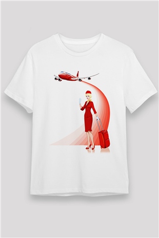 Hostes Beyaz Unisex Tişört T-Shirt - TişörtFabrikası