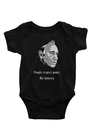 House of Cards Baskılı Siyah Bebek Body - Zıbın