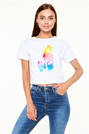 House of Cards Beyaz  Crop Top Tişört