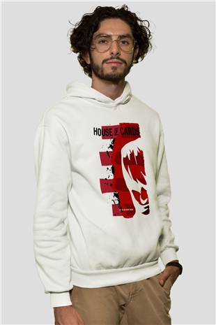 House of Cards Beyaz Unisex Hoodie
