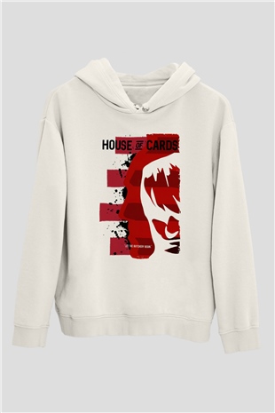 House of Cards Beyaz Unisex Hoodie