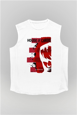 House of Cards Beyaz Unisex Kolsuz Tişört