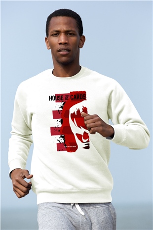 House of Cards Beyaz Unisex Sweatshirt