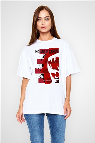 House of Cards Beyaz Oversize Tişört Oversize T-shirt