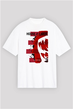 House of Cards Beyaz Oversize Tişört Oversize T-shirt
