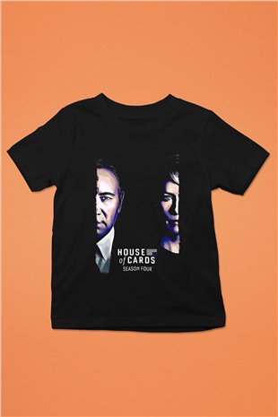 House of Cards Siyah Unisex Çocuk Tişört