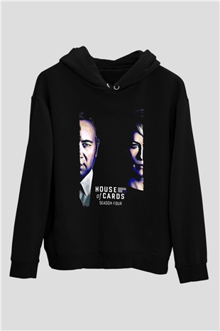 House of Cards Siyah Unisex Hoodie