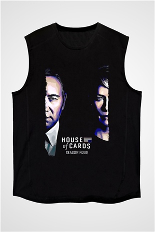 House of Cards Siyah Unisex Kolsuz Tişört