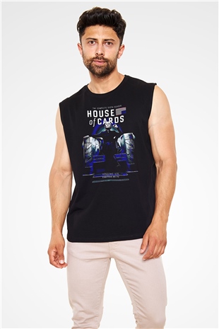 House of Cards Siyah Unisex Kolsuz Tişört